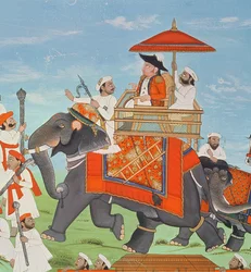 Colonel James Tod Travelling by Elephant through Rajasthan with his Cavalry and Sepoys (detail)
